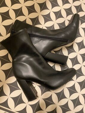 Steve Madden Black Block Heel Pointed Ankle Boots